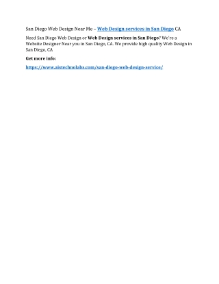 San Diego Web Design Near Me – Web Design services in San Diego CA