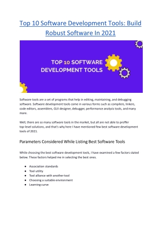 Top 10 Software Development Tools: Build Robust Software In 2021 | Hacker Noon