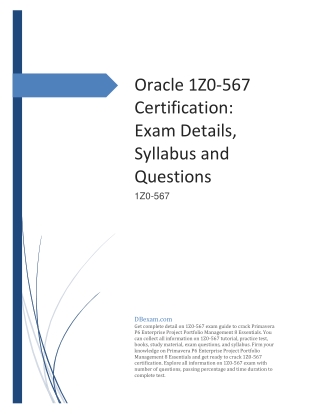 Oracle 1Z0-567 Certification: Exam Details, Syllabus and Questions