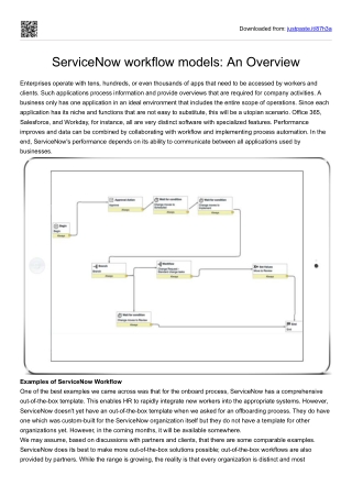 An Overview ServiceNow workflow models