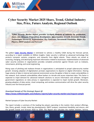 Cyber Security Market 2025 Report by Rising Demand, Future Scope, Market Status
