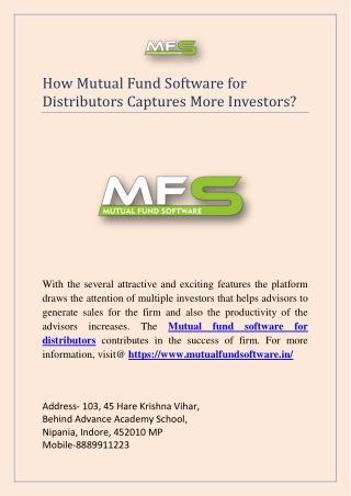 How Mutual Fund Software for Distributors Captures More Investors?