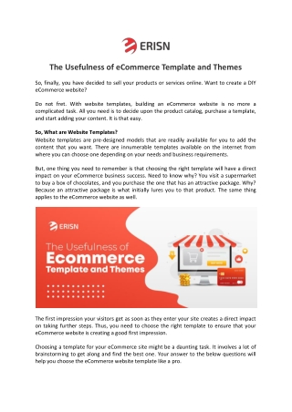 The Usefulness of eCommerce Template and Themes