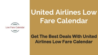 United Airlines Low Fare Calendar