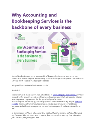 Why Accounting and Bookkeeping Services is the backbone of every business