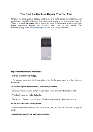 The Best Ice Machine Repair You Can Find