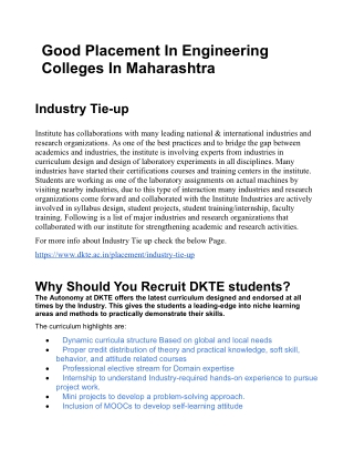 Top Engineering Colleges In Maharashtra Placement Wise