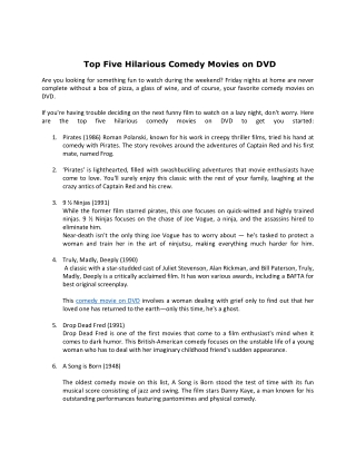 Top Five Hilarious Comedy Movies on DVD