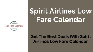 Spirit Airlines Low Fare Calendar