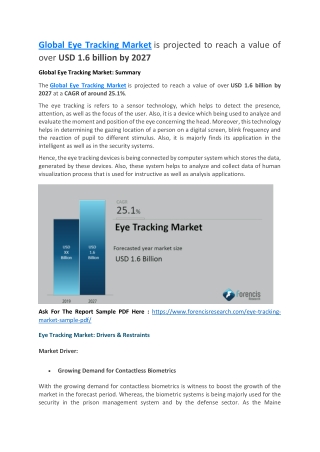 Eye Tracking Market Report – Key Players, Industry Overview And Forecasts To 2027