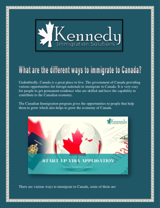 What are the different ways to immigrate to Canada - Kennedy Immigration