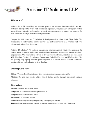 Ready Solutions - Artistixe IT Solutions LLP