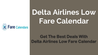 Delta Airlines Low Fare Calendar