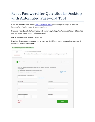Reset Password for QuickBooks Desktop with Automated Password Tool