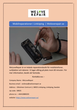 Mobilreparationer i Linköping  | Weloverepair.se