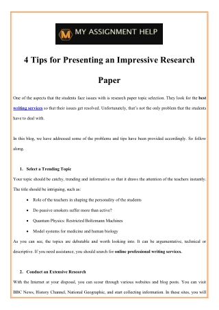 4 Tips for Presenting an Impressive Research Paper