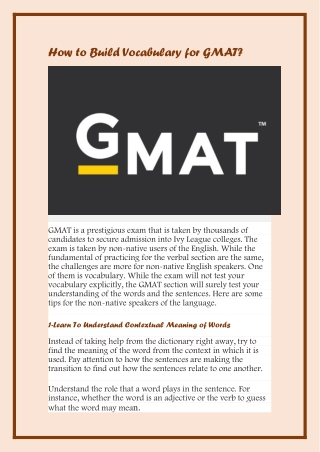 How to Build Vocabulary for GMAT?