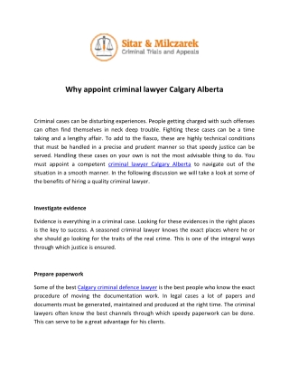 Why appoint criminal lawyer Calgary Alberta