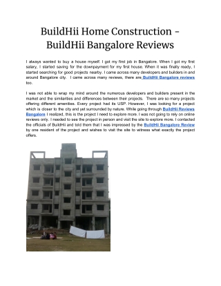 BuildHii Home Construction - BuildHii Bangalore Reviews