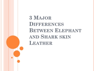 3 major differences between elephant and shark skin