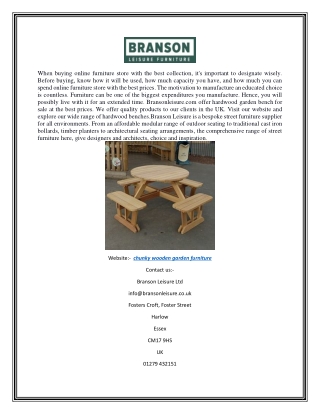 Chunky Wooden Garden Furniture | Branson Leisure