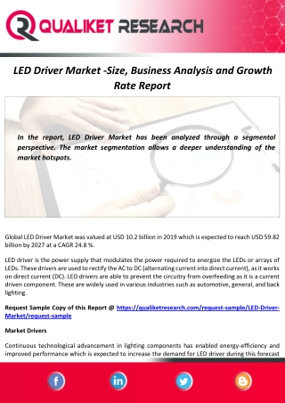 LED Driver Market Size, Share, Demand, Growth and Forecast Report to 2027