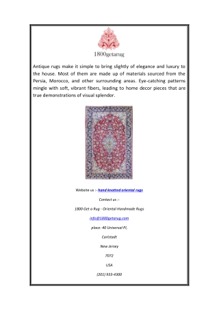 Hand Knotted Oriental Rugs | 1800getarug.com