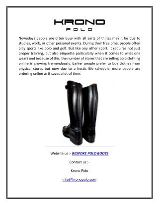 BESPOKE POLO BOOTS | Kronopolo.com