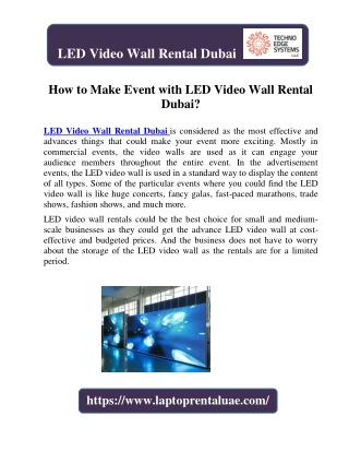 How to Make Event with LED Video Wall Rental Dubai?