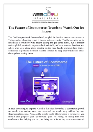 The Future of Ecommerce: Trends to Watch Out for in 2021