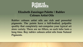 Elizabeth Zanzinger Palette | Rublev Colours Artist Oils