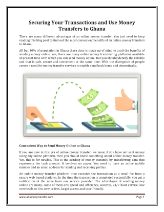 Securing Your Transactions and Use Money Transfers to Ghana