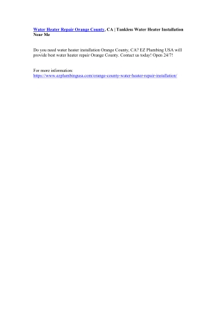 Water Heater Repair Orange County, CA | Tankless Water Heater Installation Near Me