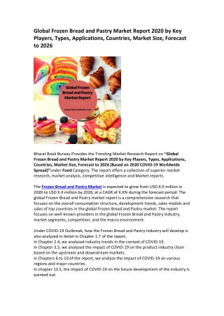 Global Frozen Bread and Pastry Market Research Report 2020-2026