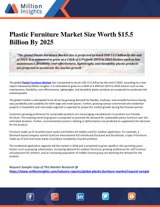 Plastic Furniture Market Size Worth $15.5 Billion By 2025