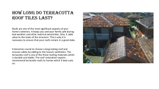 How Long Do Terracotta Roof Tiles last?