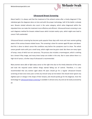 Ultrasound Breast Screening