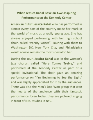 When Jessica Kahal Gave an Awe-Inspiring Performance at the Kennedy Center