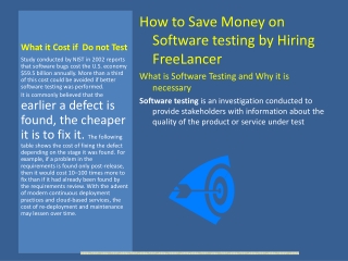How to save money on Software Testing