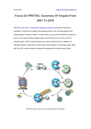 Focus On PROTAC: Summary Of Targets From 2001 To 2019