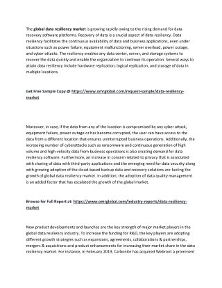 Data Resiliency Market  will experience a noticeable growth during the forecast period 2019-2025: Orion Market Reports