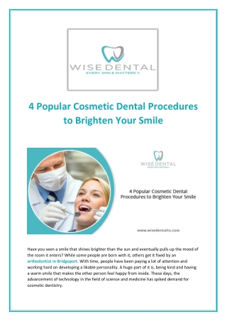 4 Popular Cosmetic Dental Procedures to Brighten Your Smile