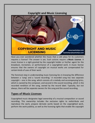 Copyright and Music Licensing