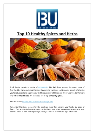 Top 10 Healthy Spices and Herbs