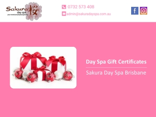 Day Spa Gift Certificates - Sakura Day Spa Brisbane