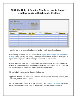 With the Help of Dancing Numbers How to Import Item Receipts into QuickBooks Desktop