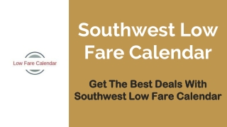 Southwest Low Fare Calendar