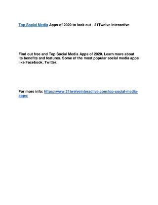 Top Social Media Apps of 2020 to look out - 21Twelve Interactive