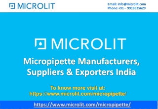 Micropipette Manufacturers-Microlit