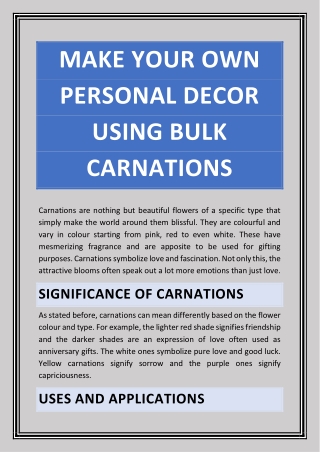 Make Your Own Personal Decor Using Bulk Carnations